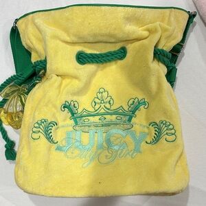 Juicy Couture Yellow and Green Velvet Backpack